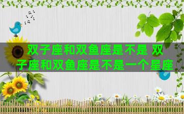 双子座和双鱼座是不是 双子座和双鱼座是不是一个星座